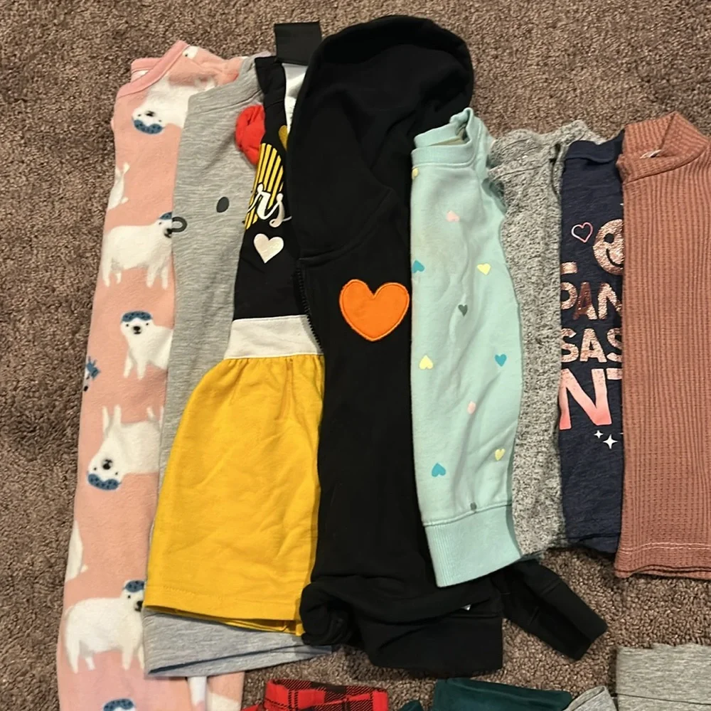 Toddler girls 2T Jammie’s, dress, sweatshirt, top, leggings bundle